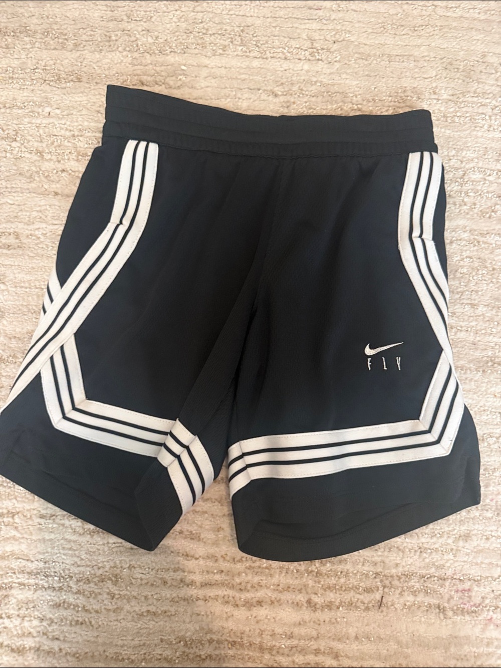 Nike Men’s Black Athletic Shorts with White Stripe Trim